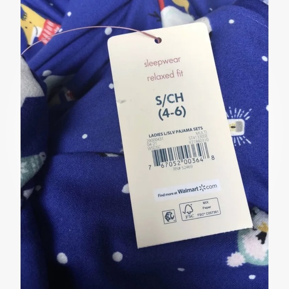 Secret Treasures Women’s LS Pajama Set Blue Animal Print Size Small (4-6) NEW - Picture 7 of 10